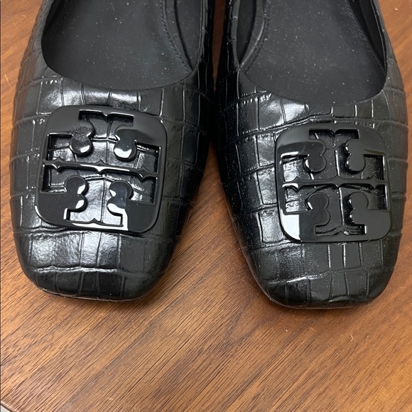 Tory Burch Black Embossed Loafers - Picture 3 of 5